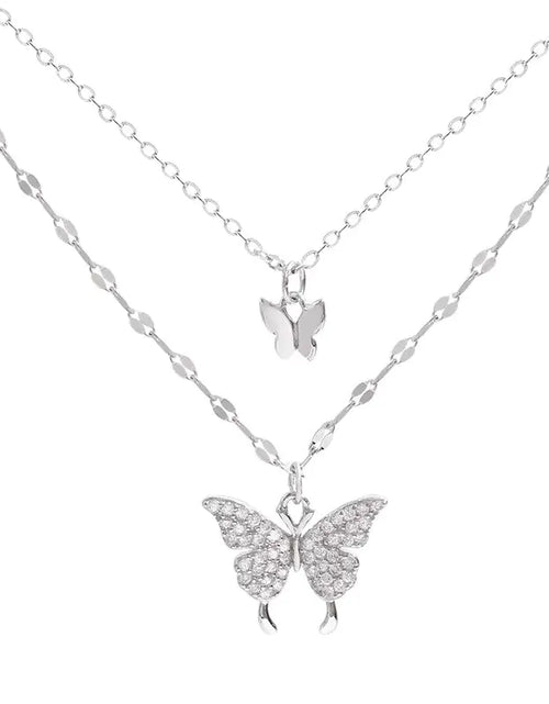 Load image into Gallery viewer, Butterfly Double Layer Chain Necklace
