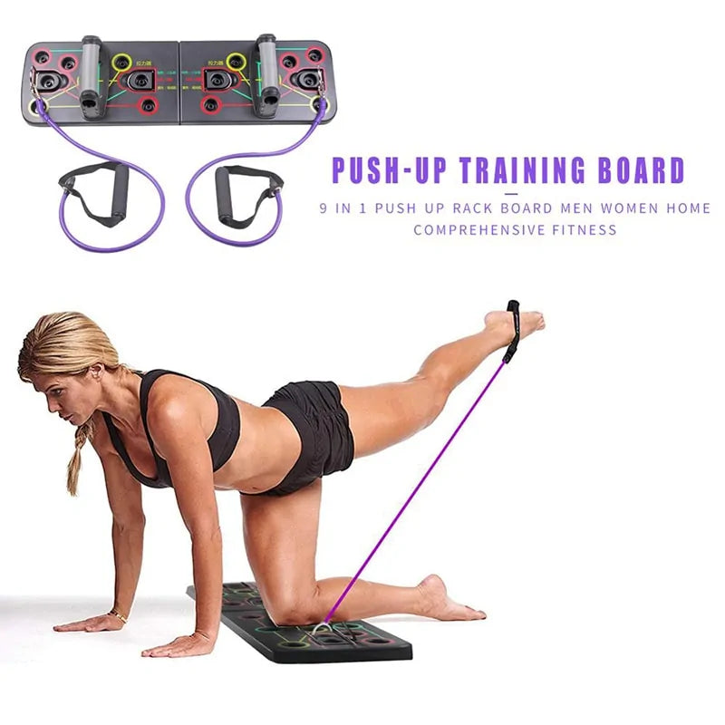 9-in-1 Push Up Board with Resistance Bands