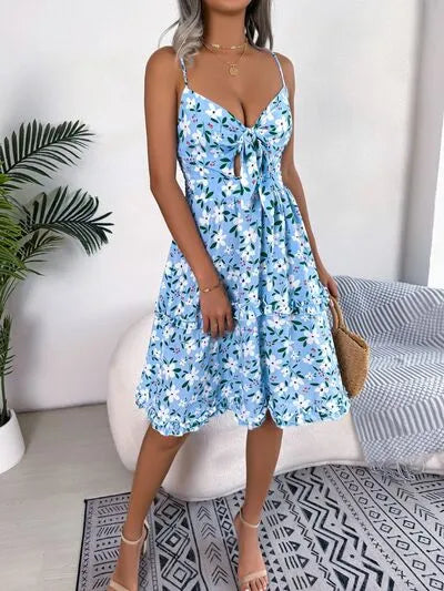 Load image into Gallery viewer, Printed Plunge Sleeve Cami Dress
