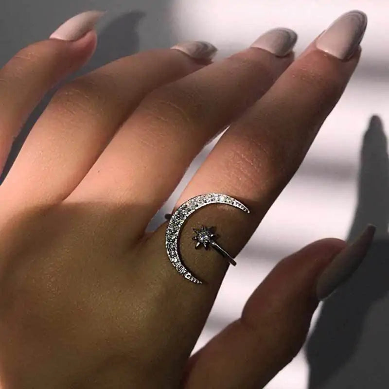 Moon & Star Ring