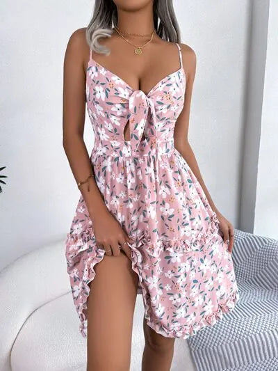 Load image into Gallery viewer, Printed Plunge Sleeve Cami Dress
