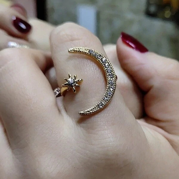 Moon & Star Ring