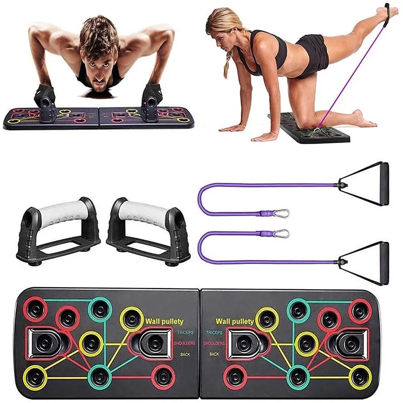 9-in-1 Push Up Board with Resistance Bands