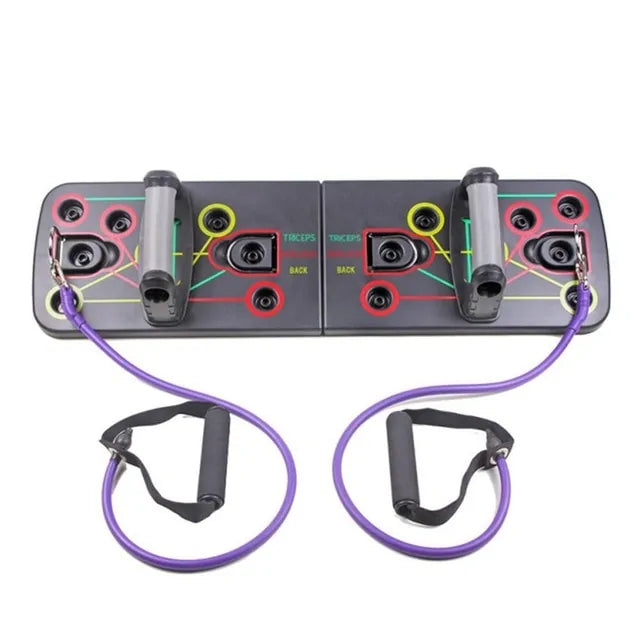 9-in-1 Push Up Board with Resistance Bands