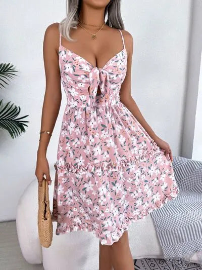 Load image into Gallery viewer, Printed Plunge Sleeve Cami Dress
