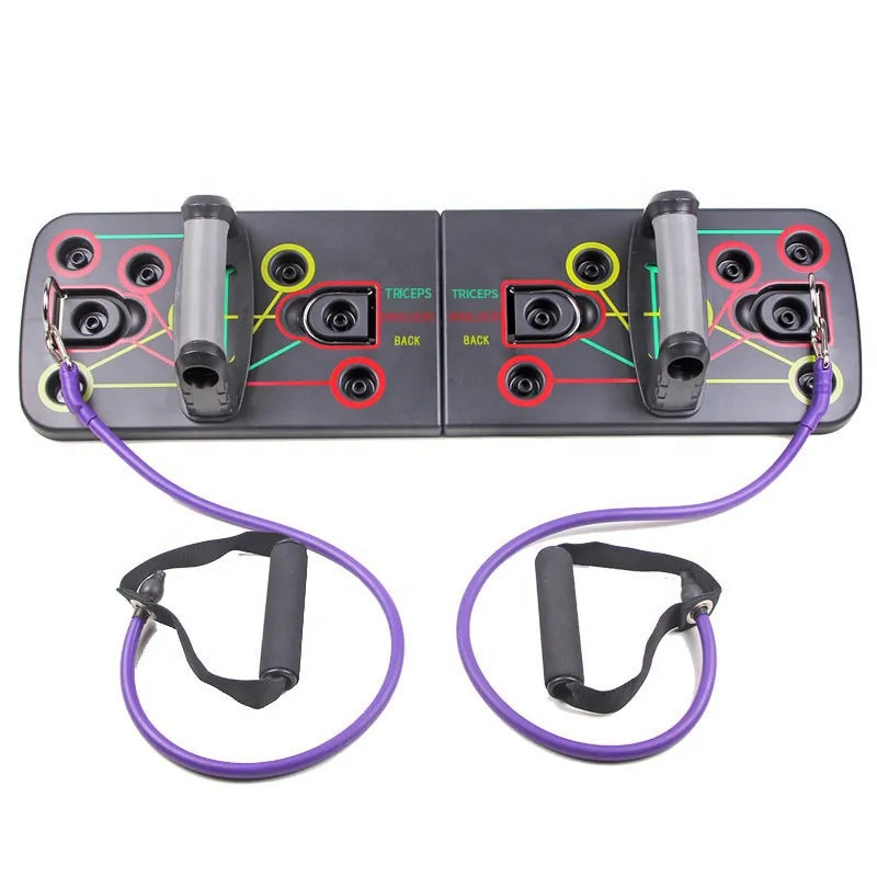 9-in-1 Push Up Board with Resistance Bands