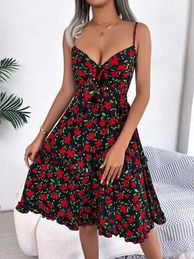 Load image into Gallery viewer, Printed Plunge Sleeve Cami Dress
